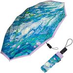 RainCaper Windproof Auto Open/Close 46 Coverage Folding Travel Umbrella Fine Art Monet Nympheas Reinforced Rib with Matching Sleeve 43 Inches