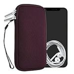 kwmobile Neoprene Phone Pouch Size XL - 6.7/6.8" - Universal Cell Sleeve Mobile Bag with Zipper, Wrist Strap - Bordeaux Violet