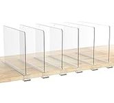 HBlife 6 Pack Clear Shelf Dividers, Vertical Purse Organizer for Closet Perfect for Sweater, Shirts, Handbags in Bedroom and Kitchen, Adjustable Acrylic Bookshelf for Organization