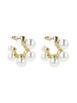 Yellow Chimes Earring For Women Gold Toned Pearl Studded Hoop Earrings For Women and Girls