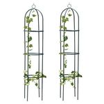 Garden Mile® 2x Large 2M Metal Garden Obelisk Heavy Duty Strong Tubular Plant Cage For Roses Climbing Plants Support Structure Garden Decoration