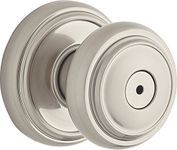 Weiser Wickham Satin Nickel Privacy Door Knob, Bedroom/Bathroom Door Knob, Keyless Locking Door Knob