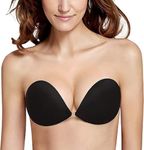 KANAKADHARA Women's & Girl's Strapless Push Up Wire Free Stick On Invisible Bra,Western Fancy Bra Adhesive Sticky Front Clip Bra (Cup Size - B, 28 to 36,Black)