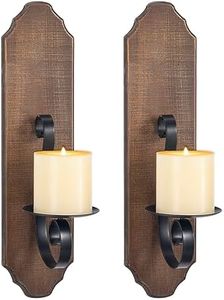 ZOOYOO Black Metal and Wooden Wall Sconce Candle Holders, Black Elegant Swirling Iron Wall Candle Sconce Holders, Black Hanging Wall Sconce Candle Holders, Set of 2
