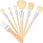 korvre Acrylic Painting Mop Brushes, 7 Pieces Various Sizes Acrylic Painting Mixing Brushes for Acrylic Watercolor Oil Art Easy Install Easy to Use