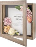 Golden State Art, 11x11 Shadow Box Frame Display Case, 2-inch Depth, Great for Collages, Collections, Mementos, 6 Pins Included (Light Brown, 1 Pack)