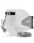 Ayleid Retractable Garden Hose Reel,3/5 in x 130 ft Wall Mounted Hose Reel, with 9- Function Sprayer Nozzle, Any Length Lock/Slow Return System/Wall Mounted/180°Swivel Bracket (Grey)