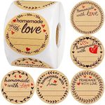 500Pcs Homemade with Love Stickers 