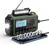 [10000mAh Battery] Raddy SH-905 Wind Up Radio, Emergency Hand Crank Solar Radio, SW AM FM Radio with Rechargeable Battery Flashlight SOS Alarm, Power Bank for Power Outage Camping Hurricane Outdoor