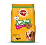 Pedigree Biscrok Biscuits Dog Treats (Above 4 Months), Milk and Chicken Flavor, 500g Pack