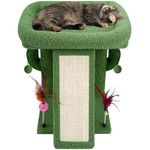 TWDEPART Cactus Cat Tree Cat Tower with Cat Scratching Post for Indoor Cats,Activity Centre Climbing Tree Cat Furniture with Hanging Balls,Green…