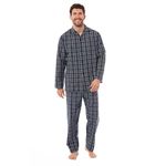 Toro Rocco Mens Pyjamas Sets Long Sleeve Top and Pyjama Bottom Nightwear Loungewear Pjs Set Super Soft Sleepwear Checked Design with Pockets, Navy Medium