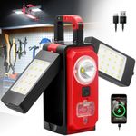 SYLSTAR Rechargeable Work Light, 3000 Lumen LED Work Lights with Magnets, Multifunctional Waterproof and Portable LED Flood Light with Powerbank for Workshop, Garage, Camping or Home Emergency