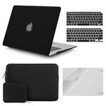 iCasso Case Compatible with MacBook Air 13 inch Case 2020 2019 2018 A2337 M1/A2179/A1932 Touch ID, Hard Shell Case, Sleeve, Screen Protector, Keyboard Cover for MacBook Air 13'' with Small Bag (Black)