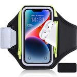 MR.LUYU Running Phone Holder for Running with Earphone Bag, 6.8‘’ Cell Phone Armband for iPhone 15 14 13 12 11 Pro Max Galaxy S20-S24 Ultra Arm Band Accessories with Car Home Key Zipper Pocket