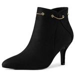 Allegra K Women's Pointed Toe Side Zip Stiletto Heel Ankle Booties Black 7 UK/Label Size 9 US