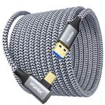 CLEEFUN Braided Link Cable 5m, VR Cable for Oculus/Meta Quests 3/2/1/Pico 4 Pro Accessories, Long Right Angle High-Speed USB 3.0 (5Gbps) Type A to C Data Cable for VR Headset Gaming PC/Steam VR