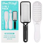 3-in-1 Professional Pedicure Foot File for Hard Skin - Anti Rust Stainless Steel Callus Remover for Cracked Heels - Easy to Use & Anti Skid Design - Foot Care Tool for Dry and Dead Skin - BNS