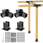 4-Way Woodwork DIY Pergola Brackets Kit, Elevated Wood Stand Kit, Include Extension Brackets & Post Base Brackets| Modular Pergola Kit for 4x4 Wood Post LKLTLJJ JWH taozhuang 4tong 2shang 2xia (4x4)