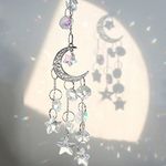 Sun Catchers For Windows, Hanging Moon And Star Rainbow Crystal Suncatchers For Garden Ornaments Outdoor Rainbow Maker Crystal For Car Home Office Garden Valentine's Decoration