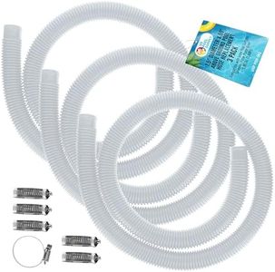 U.S. Pool Supply Above Ground Pool Hose Replacement 1.5" Diameter x 59" Long, Pack of 3, White - Compatible with Intex Pool Surface Skimmer, Filter Pump Hose - 6 Metal Clamps