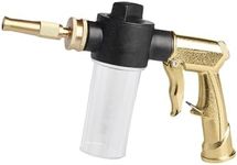 AJIUSIR High Pressure Car Wash Foam Gun Sprayer, Heavy Duty Metal Garden Hose Nozzle with 3.5oz/100cc Plastic Soap Dispenser Bottle, For Pet Showering, Gardening, Floor Cleaning (Brass)