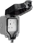 BG Electrical Single Weatherproof Outdoor Switched Power Socket, IP66 Rated, 13 Amp, Grey