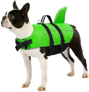 AOFITEE Dog Life Jacket, Dog Life Vests Swimming, High Flotation Dog Swimming Vest with Rescue Handle, Reflective Dog Flotation Vest Safety Vest, Ripstop Shark Dog Life Jacket for Small Medium Dogs