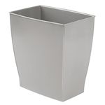 iDesign Mono Spa Rectangular Trash Can for Bath, Bedroom, Office – 11.25" x 7.5" x 12", 2.5 Gallon, Gray