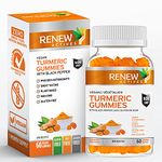 Renew Actives Turmeric Gummies - Antioxidant-Rich Formula with Black Pepper for Enhanced Wellness & Vitality -Easy-to-Swallow - 60 Gummies