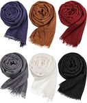 Geyoga 6 Pcs Women Scarf Shawl Hijab Scarfs Cotton Blend Crinkle Scarf Wrap Head Scarf for Seasons(Classic Colors)