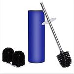 Bamodi Stainless Steel Toilet Brush and Container | With Splash Guard and 2 Replacement Brush Heads - Blue Toilet Brush - Perfect Fit for Your Toilet