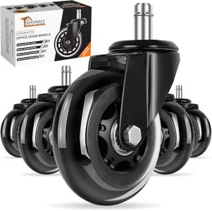 YUCONECT Ruedas Silla Oficina Goma - Ruedas Silla Gaming - Ruedas para Sillas Oficina 11x22mm-Ruedas Silicona Silla Oficina para Parquet-Ruedas de Repuesto Silencioso y Seguro soportan hasta 300Kg