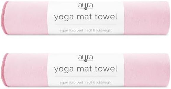S&T INC. Aura Yoga Mat Towel, Quick Dry Towel, Soft and Absorbent for Gym, Pilates, and Hot Yoga Mat, 2 Pack, 26.5 inches x 72 inches, Microfiber, Pink