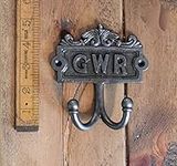 HARDWARE FOR YOU LTD 1 GWR PLAQUE ANTIQUE FINISH CAST IRON DOUBLE ROBE HAT & COAT HOOK PEG