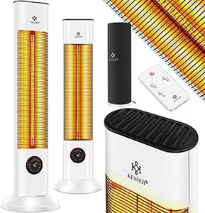 KESSER® Chauffage radiant d'appoint à infrarouge Chauffage radiant d'appoint Incl. housse de protection Radiateur de chaleur Chauffage infrarouge pour terrasse Tour de chauffage 2 000 watts blanc