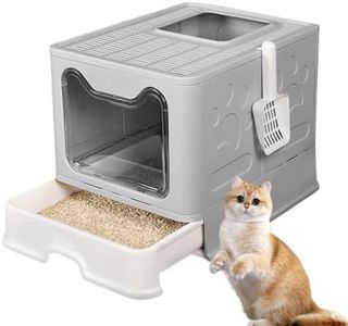 MUL-BOUTIQUE Bac Litiere pour Chat Fermée,Maisons de Toilette Chats Contient Une Plaque de Tiroir et Une Pelle Litiere Chat,Convient Aux Grands Chat et Chaton (51 * 41 * 38cm, Gris)