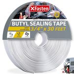 XFasten Butyl Putty Tape, Gray, 1/8-Inch x 3/4-Inch x 30-Foot, Heavy Duty and Leak Proof Rubber Putty Tape for RV Repair, Window, Boat Sealing, Glass and EDPM Rubber Roof Patching