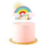 Cyodoos Colorful Rainbow Cake Topper/Cake Flags/Cake Picks - Include Cute Cloud/Sun Kids Child Happy Birthday Baby Shower Party Baking Decoration