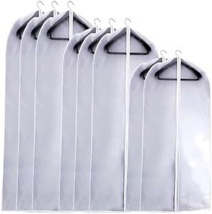 Pack of 8 Garment Bag Clear Dust Bags Cover Moth Proof Zippered Breathable for Clothes Storage Suits Dress Dance