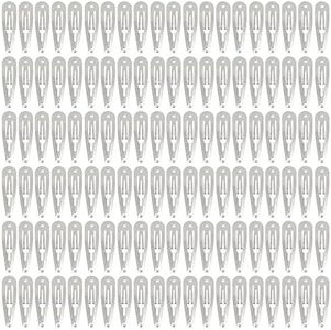 Cinaci 120 Pack Bulk Solid Plain Blank DIY Craft 5cm/2" Silver Metal Snap Hair Clips with Hole Hair Barrettes for Women Girls Baby Toddlers Kids Teens Hair Accessories