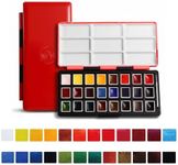 rubens Watercolor Paint Set, 24 Vivid Colors Transparent Watercolor, Artist Solid Watercolor Paint, Professional Travel Water Color, Portable Art Paint Supplier Red Box for Beginner, Student, Adult