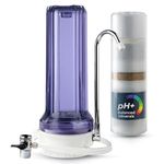 iSpring CT10-CL Countertop Water Filter, Multi-Layer Faucet Water Filter System with Versatile Faucet Adapter, Reduces Heavy Metals, Bad Odor, and Chlorine, Clear