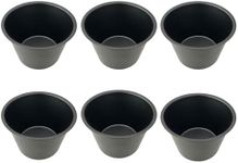 Heluok Pack of 6 Nonstick Popover Pans, Individual Miffin Pan Cupcake Pan, Carbon Steel Yorkshire Pudding Pan, Reusable Egg Tart Molds, Large Round Oven Baking Pans - Black (3.5" x 2.2")