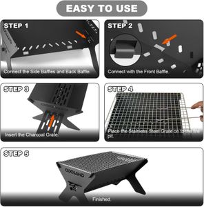 Odoland Portable Camping Fire Pit – Foldable Outdoor Fire Bowl