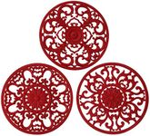 colinda Extra Thick Silicone Trivet Mat for Hot Dishes, Pots and Pans, Pot Holder, Pad to Portect Your Table Countertop, Kitchen Decor Accessories,Merlot Red,Set of 3 CLS-0025/MR