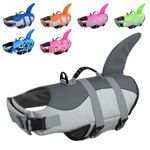 CITÉTOILE Dog Life Jacket Floatation,Pet Life Vest Shark Costume,Puppy Safety Vest for Swimming Pool,Beach,Boating,XS-XXL for Small Medium large Dogs M Training with Rescue Handle,Grey