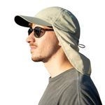 TOP-EX XL/XXL Waterproof Baseball Cap Mens with Neck Flap, UV Protection Sun Hats Women, Foldable Summer Hats Safari Hiking Outdoor Hat Beige XL/XXL