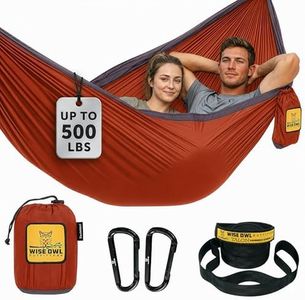 Wise Owl Outfitters Camping Hammock - Portable Hammock Double Hammock Camping up to 500lbs, Accessories for Outdoor, Indoor w/Tree Straps, Double Burnt Orange & Charcoal Gray