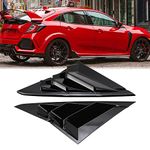 Dreamseek Rear Side Window Louvers for Honda Civic Type R, Hatchback 2016 2017 2018 2019 2020 2021 10th Gen ABS Scoop Shade Cover Air Vent Blinds Racing Style Shutter in Glossy Black